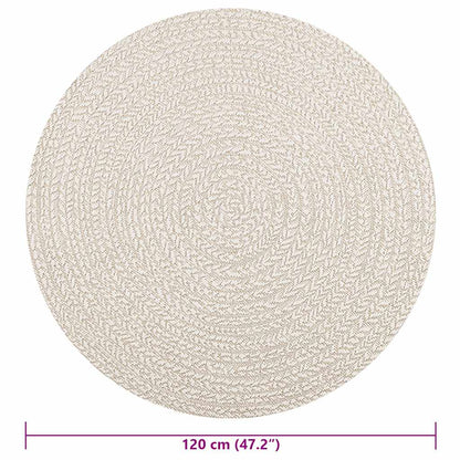Vloerkleed ZIZUR crème binnen en buiten Ø 120 cm jute look