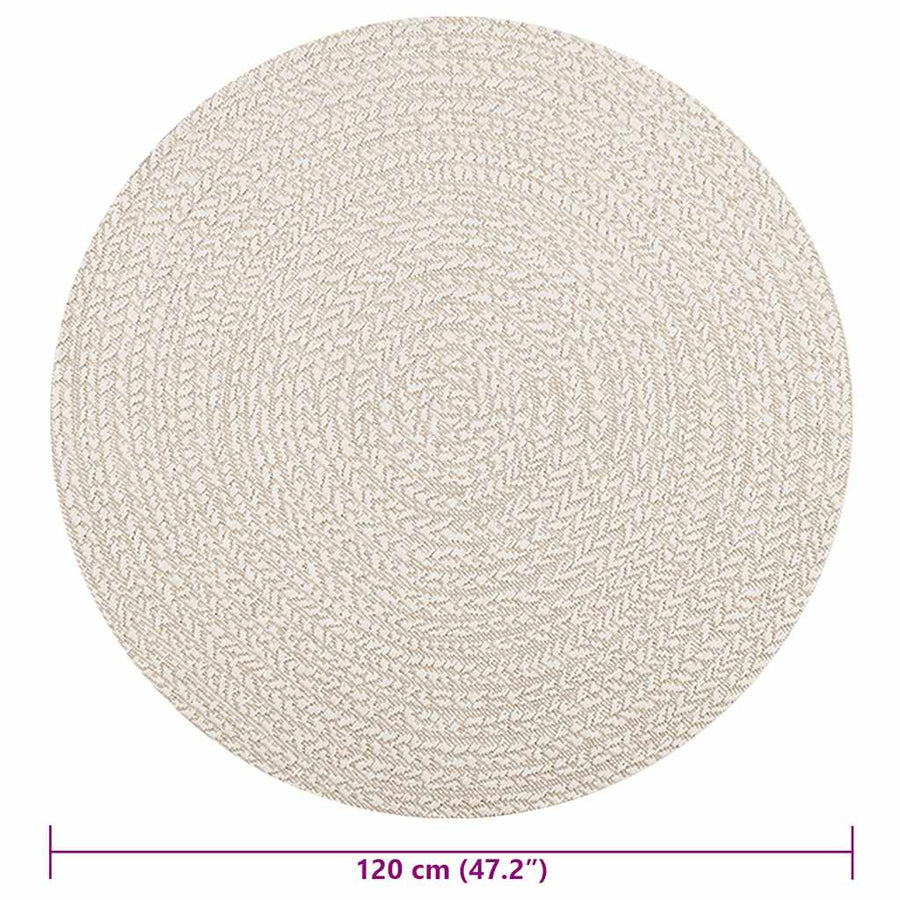 Vloerkleed ZIZUR crème binnen en buiten Ø 120 cm jute look