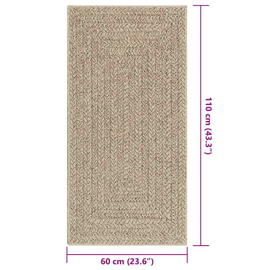 Vloerkleed ZIZUR beige binnen en buiten 60x110 cm jute look