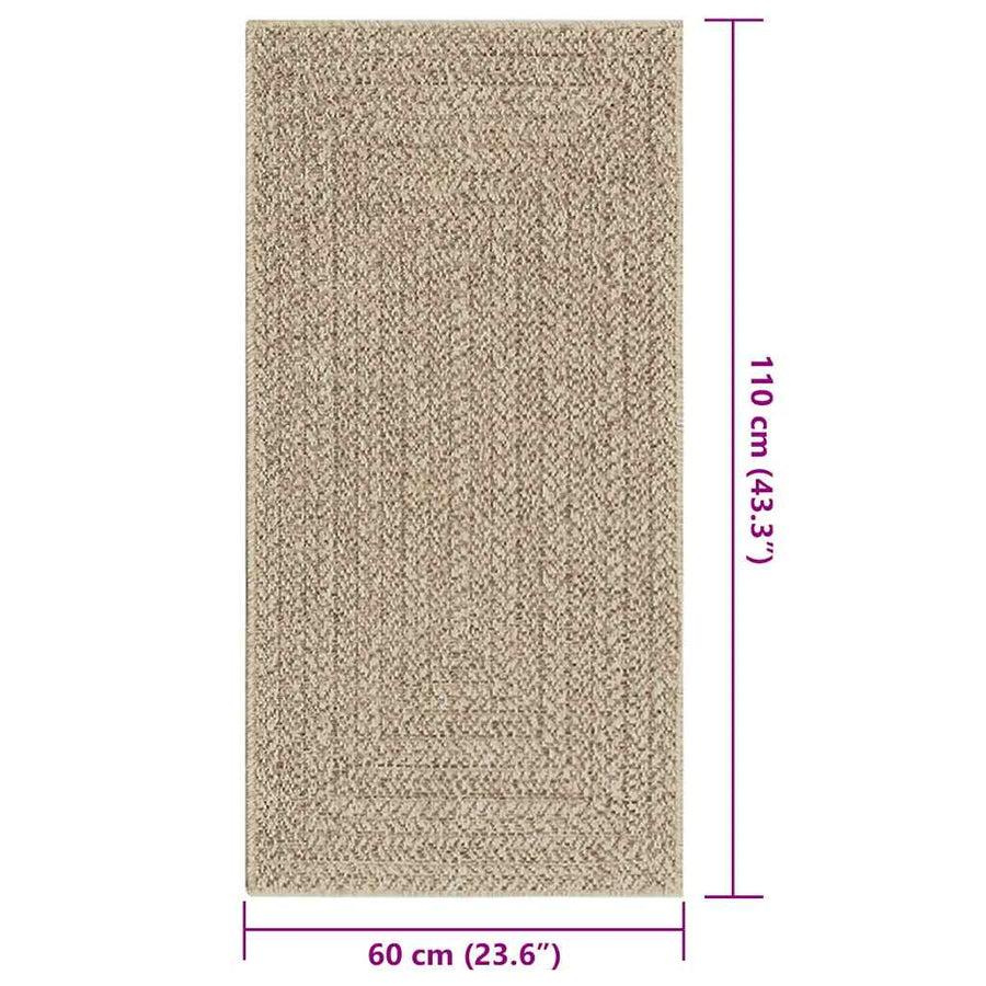 Vloerkleed ZIZUR beige binnen en buiten 60x110 cm jute look