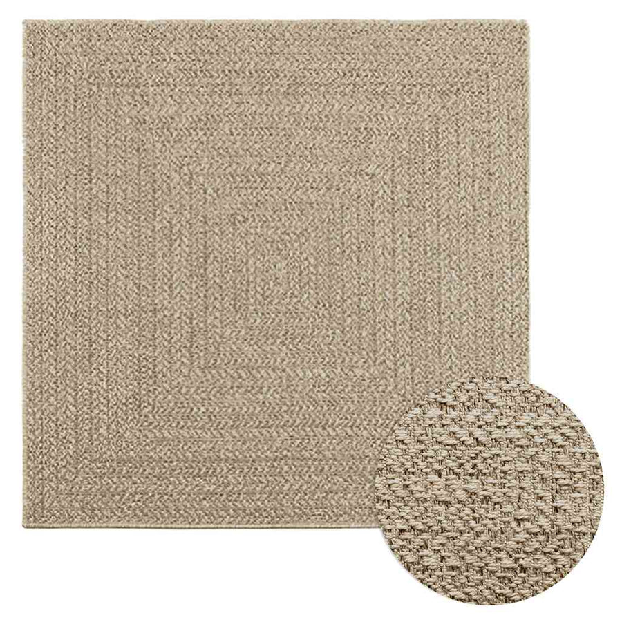 Vloerkleed ZIZUR beige binnen en buiten 120x120 cm jute look