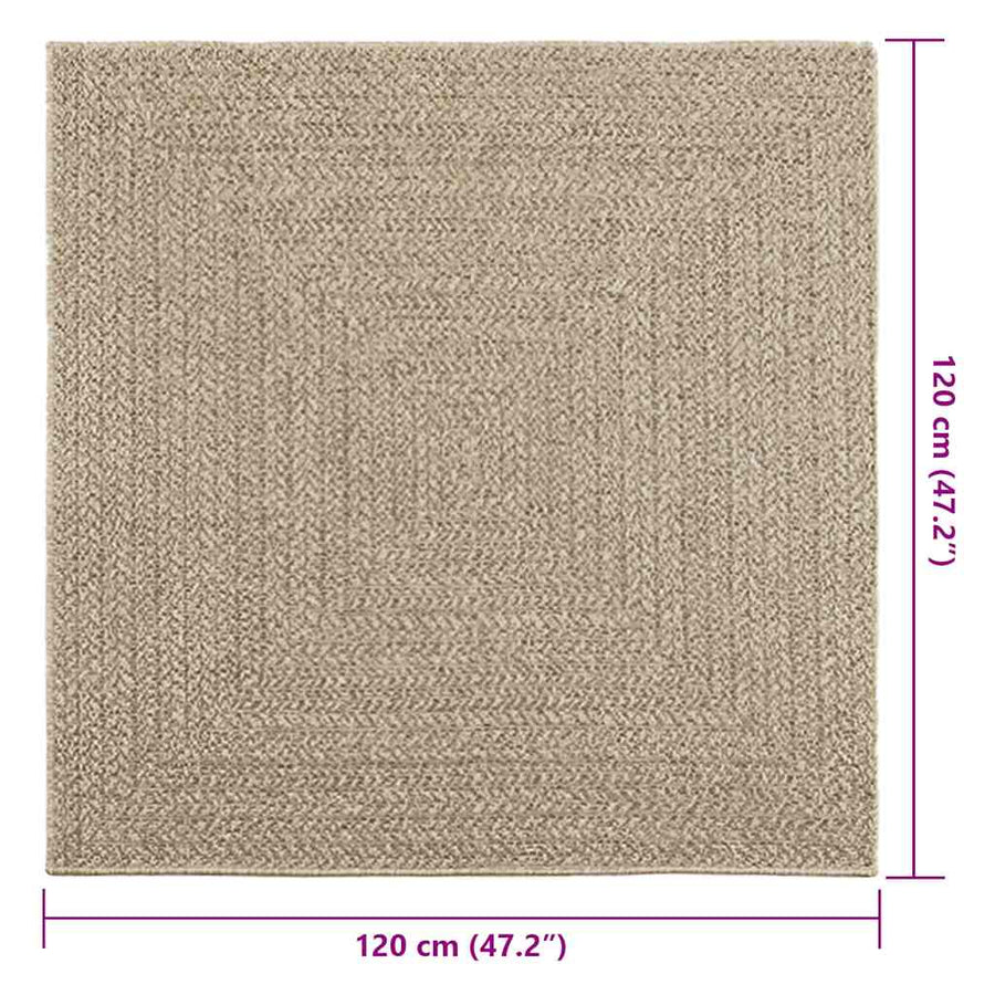Vloerkleed ZIZUR beige binnen en buiten 120x120 cm jute look