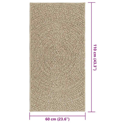Vloerkleed ZIZUR beige binnen en buiten 60x110 cm jute look