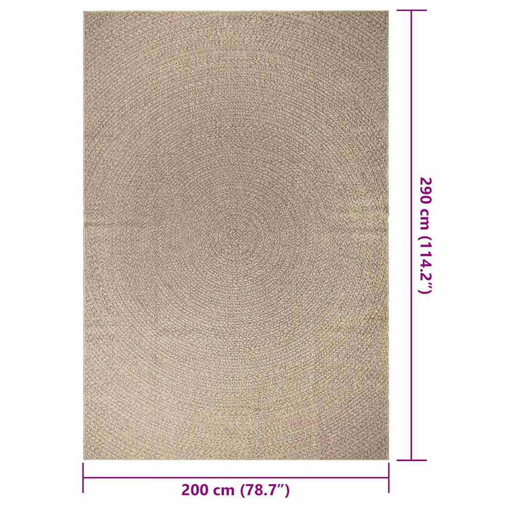 Vloerkleed ZIZUR beige binnen en buiten 200x290 cm jute look