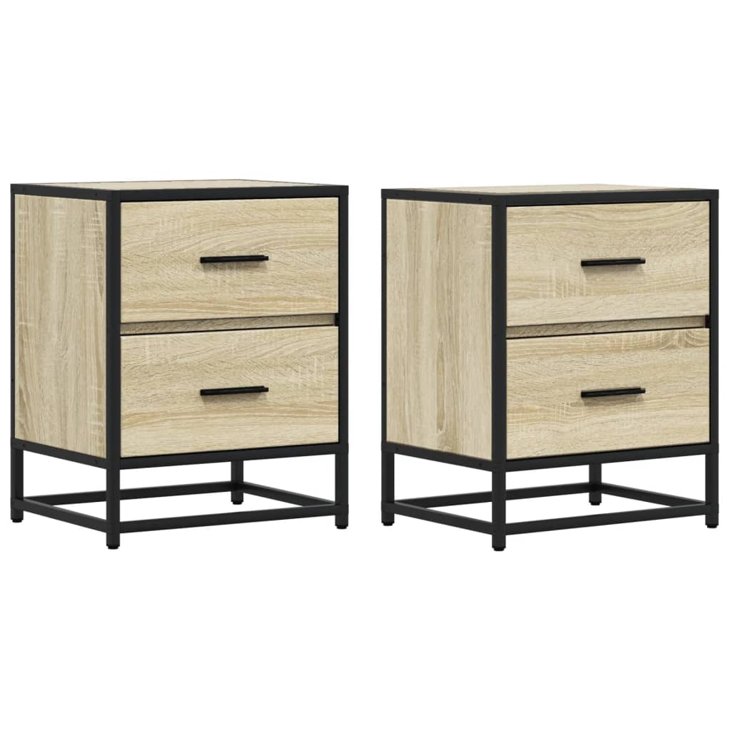 Nachtkastjes 2 st 40x31x50 cm bewerkt hout sonoma eikenkleurig