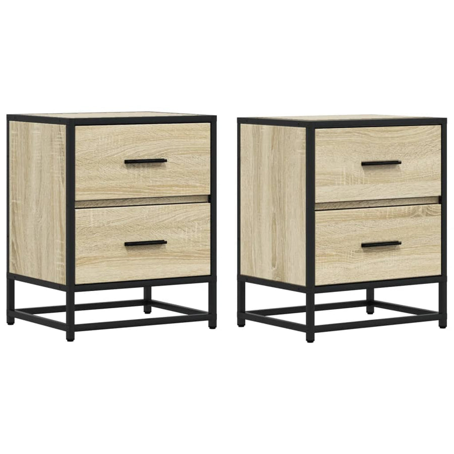 Nachtkastjes 2 st 40x31x50 cm bewerkt hout sonoma eikenkleurig