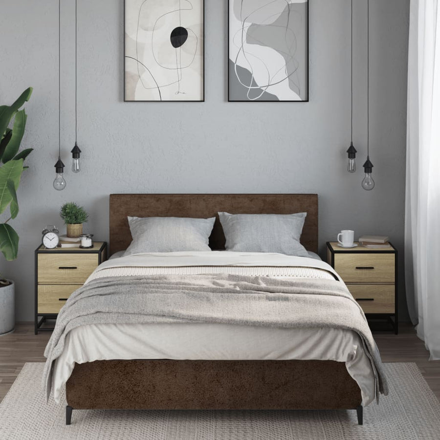 Nachtkastjes 2 st 40x31x50 cm bewerkt hout sonoma eikenkleurig