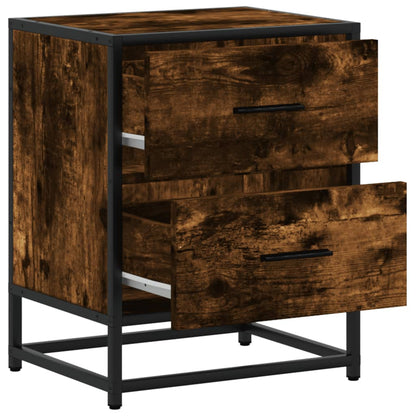 Nachtkastje 40x31x50 cm bewerkt hout gerookt eikenkleurig