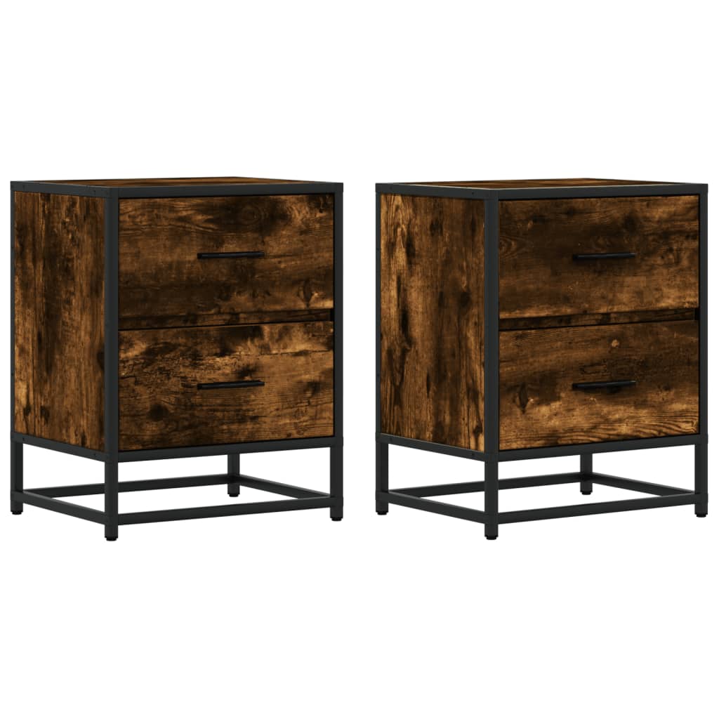 Nachtkastjes 2 st 40x31x50 cm bewerkt hout gerookt eikenkleurig
