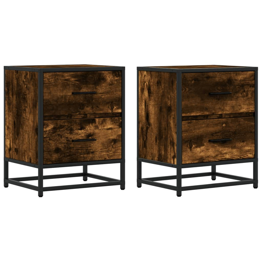 Nachtkastjes 2 st 40x31x50 cm bewerkt hout gerookt eikenkleurig