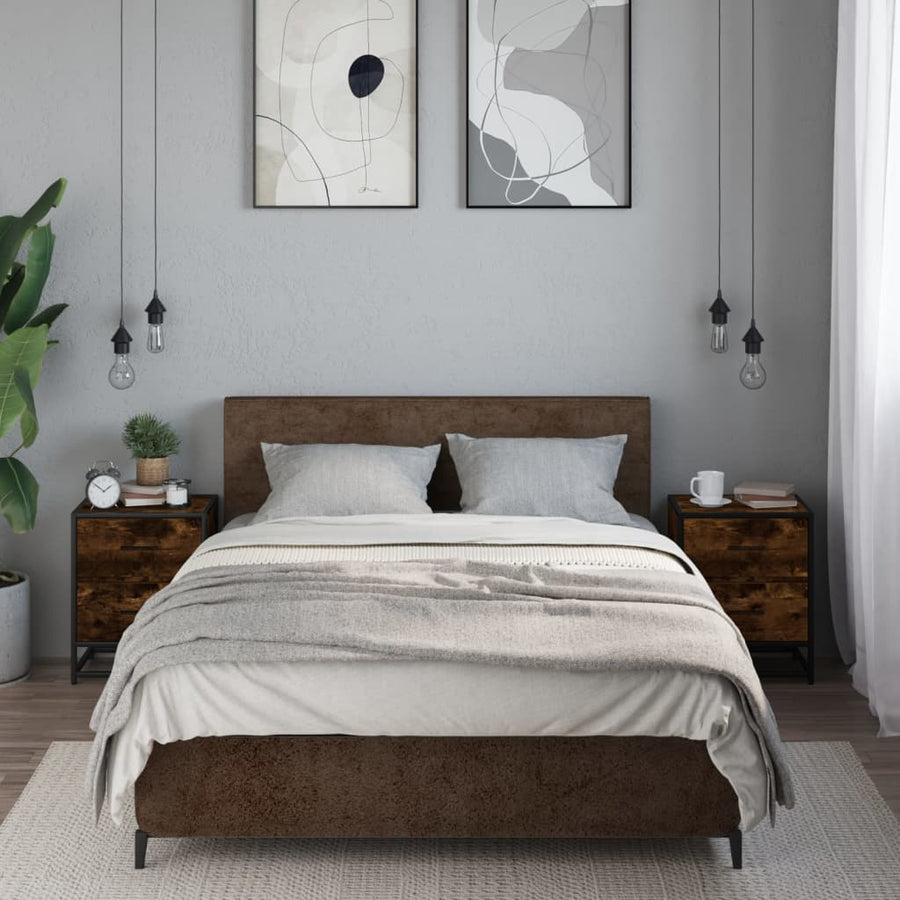Nachtkastjes 2 st 40x31x50 cm bewerkt hout gerookt eikenkleurig
