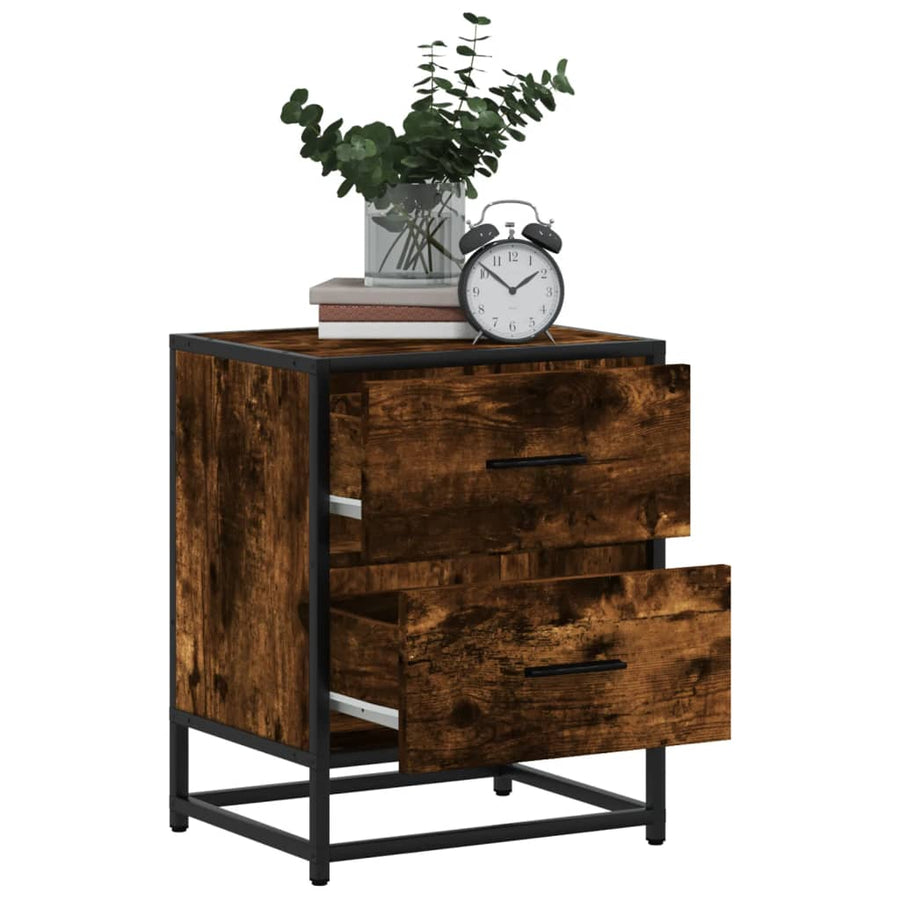 Nachtkastjes 2 st 40x31x50 cm bewerkt hout gerookt eikenkleurig