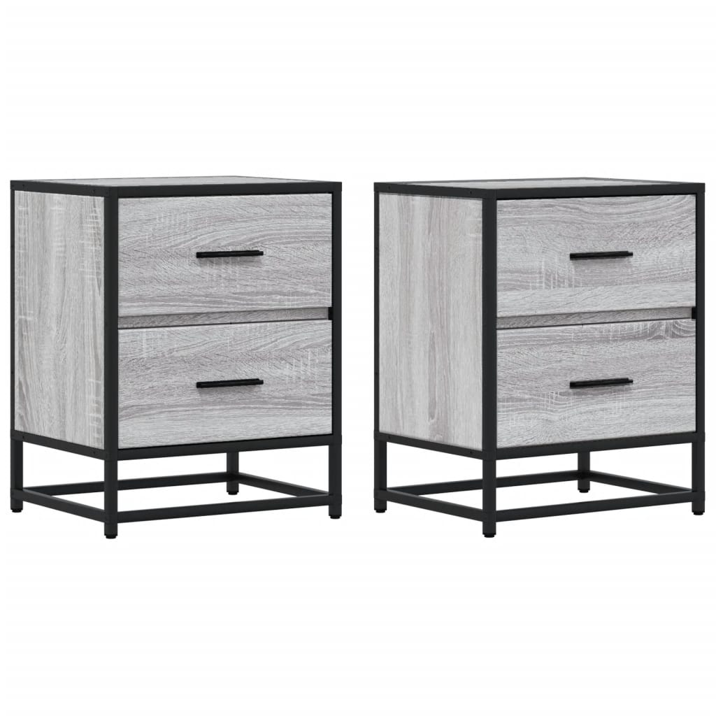 Nachtkastjes 2 st 40x31x50 cm bewerkt hout grijs sonoma eiken