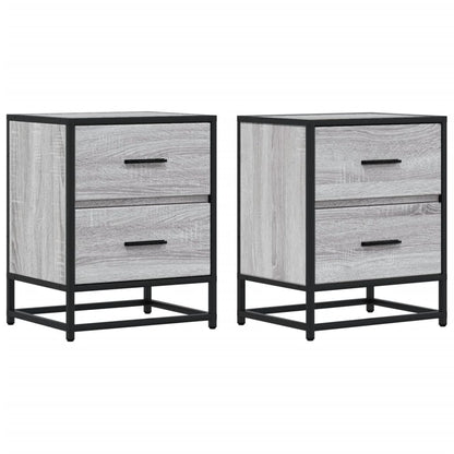 Nachtkastjes 2 st 40x31x50 cm bewerkt hout grijs sonoma eiken
