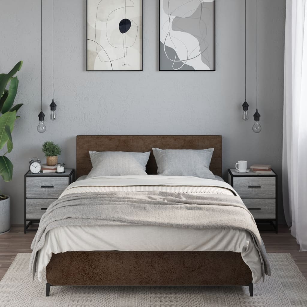 Nachtkastjes 2 st 40x31x50 cm bewerkt hout grijs sonoma eiken