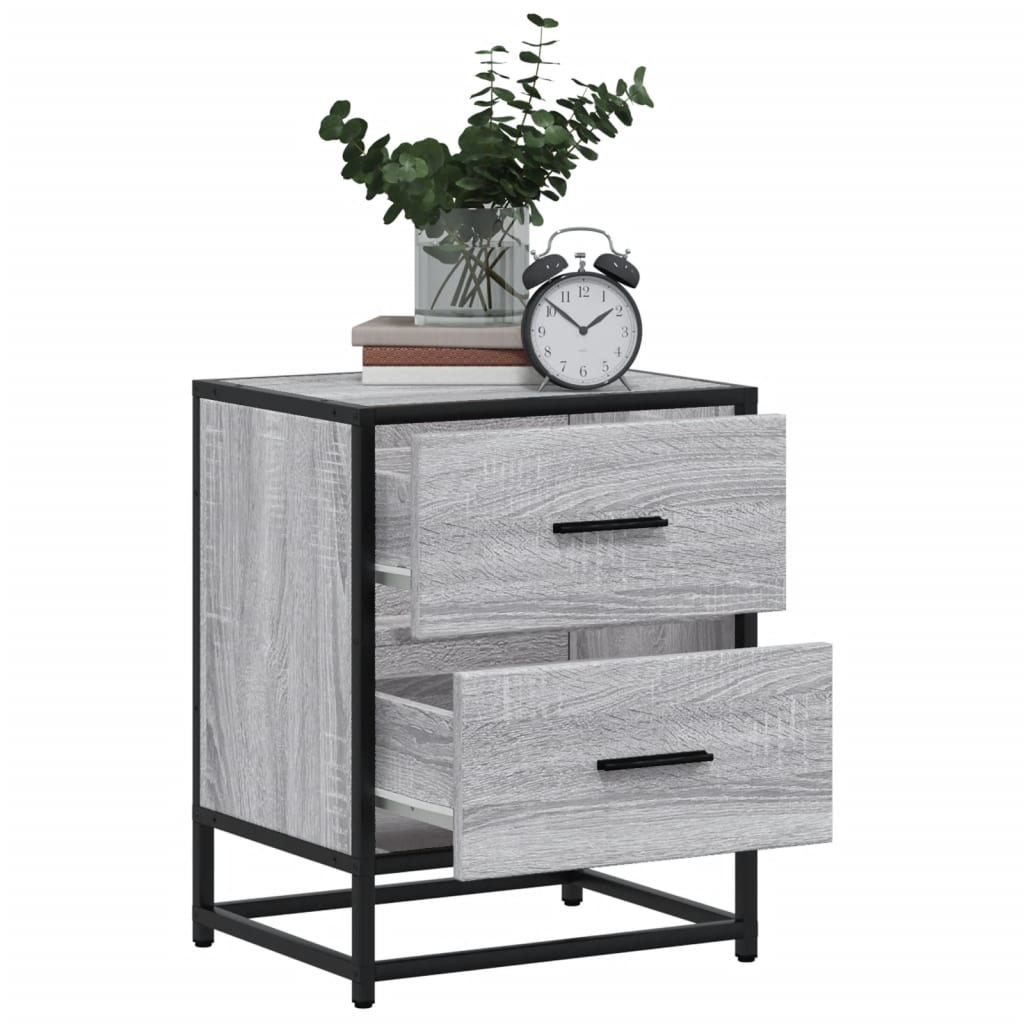 Nachtkastjes 2 st 40x31x50 cm bewerkt hout grijs sonoma eiken