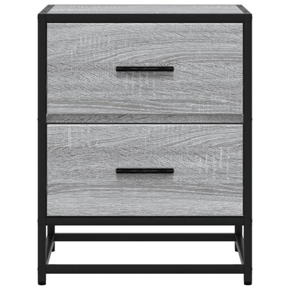 Nachtkastjes 2 st 40x31x50 cm bewerkt hout grijs sonoma eiken