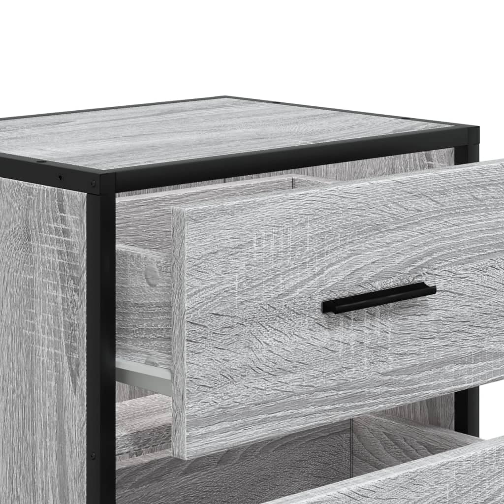 Nachtkastjes 2 st 40x31x50 cm bewerkt hout grijs sonoma eiken