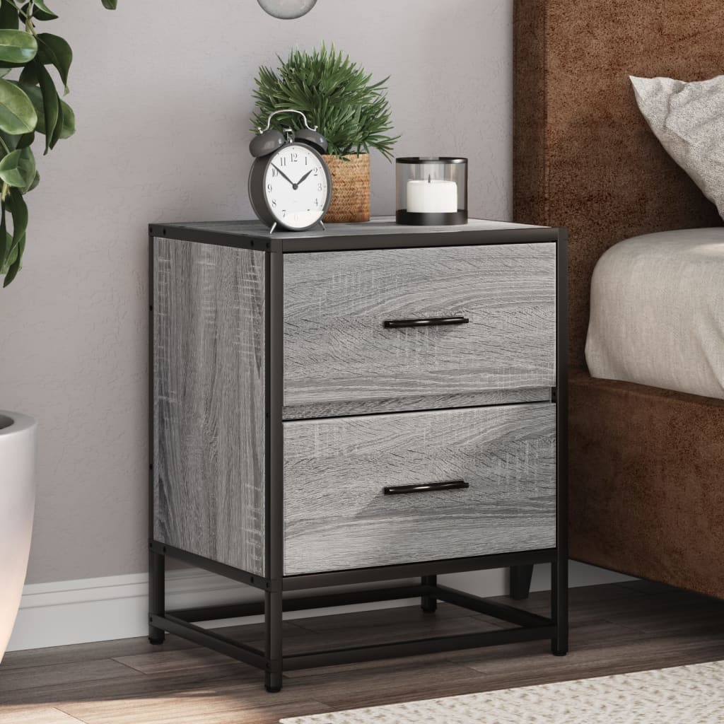 Nachtkastjes 2 st 40x31x50 cm bewerkt hout grijs sonoma eiken