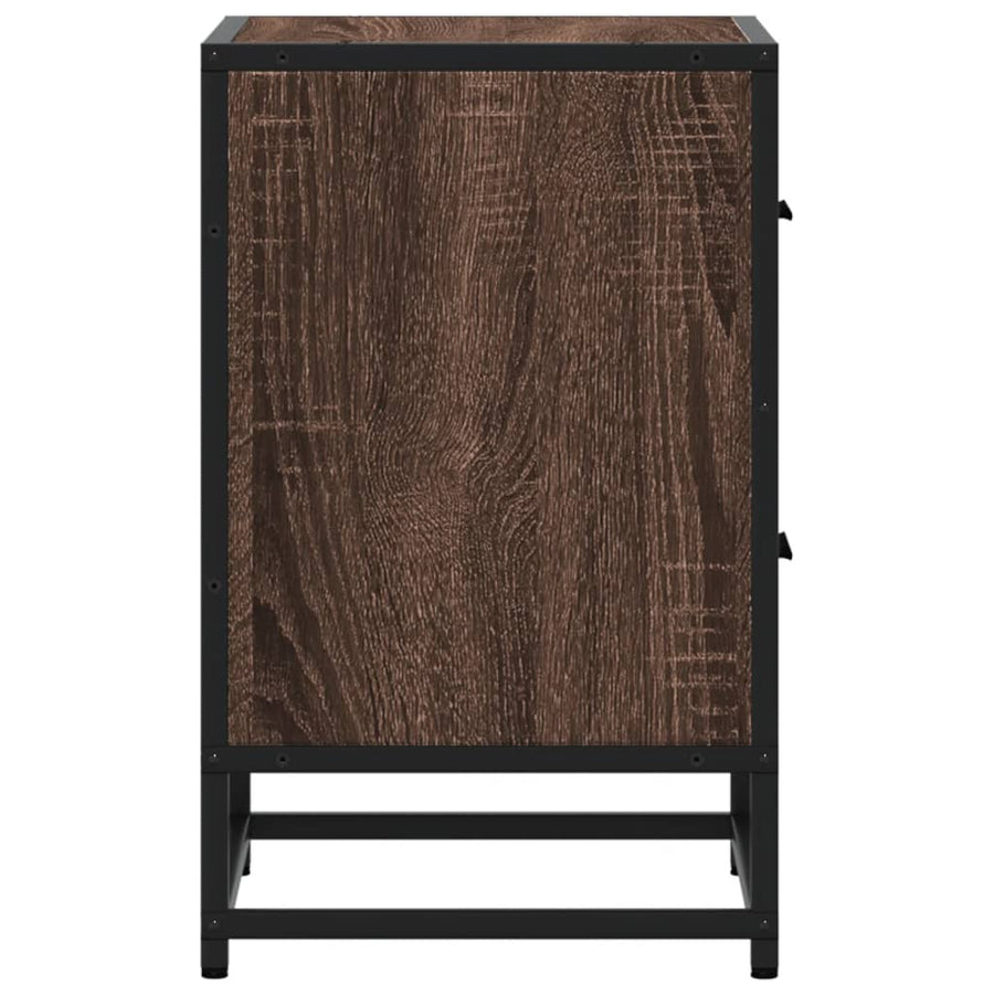 Nachtkastje 40x31x50 cm bewerkt hout bruin eikenkleurig