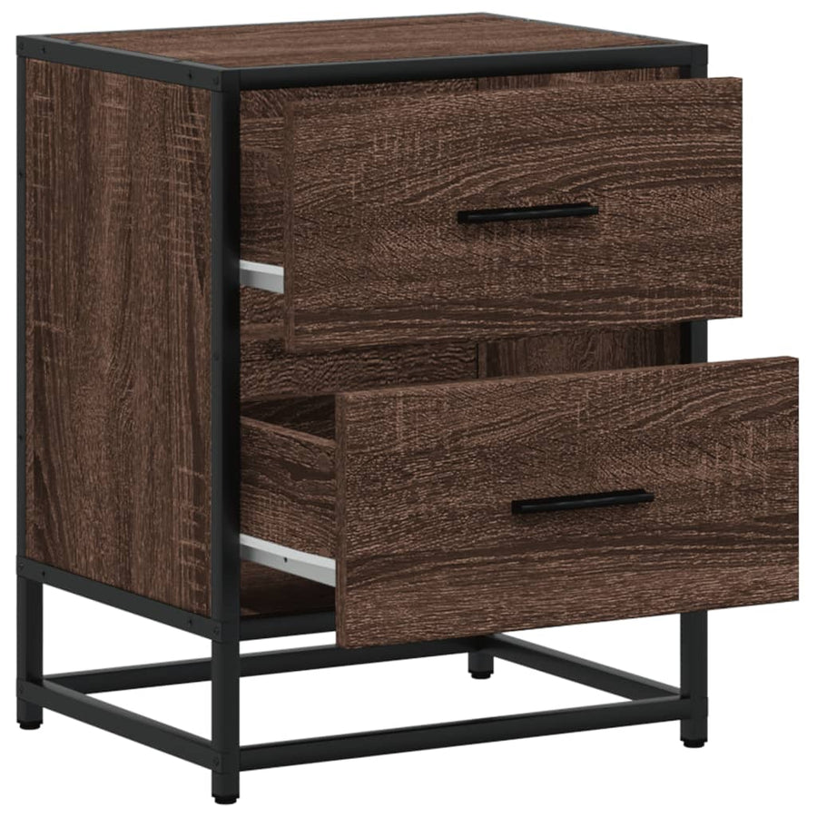 Nachtkastje 40x31x50 cm bewerkt hout bruin eikenkleurig