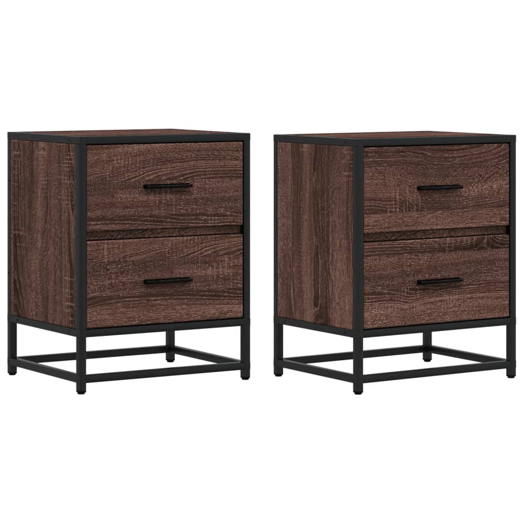 Nachtkastjes 2 st 40x31x50 cm bewerkt hout bruin eikenkleurig