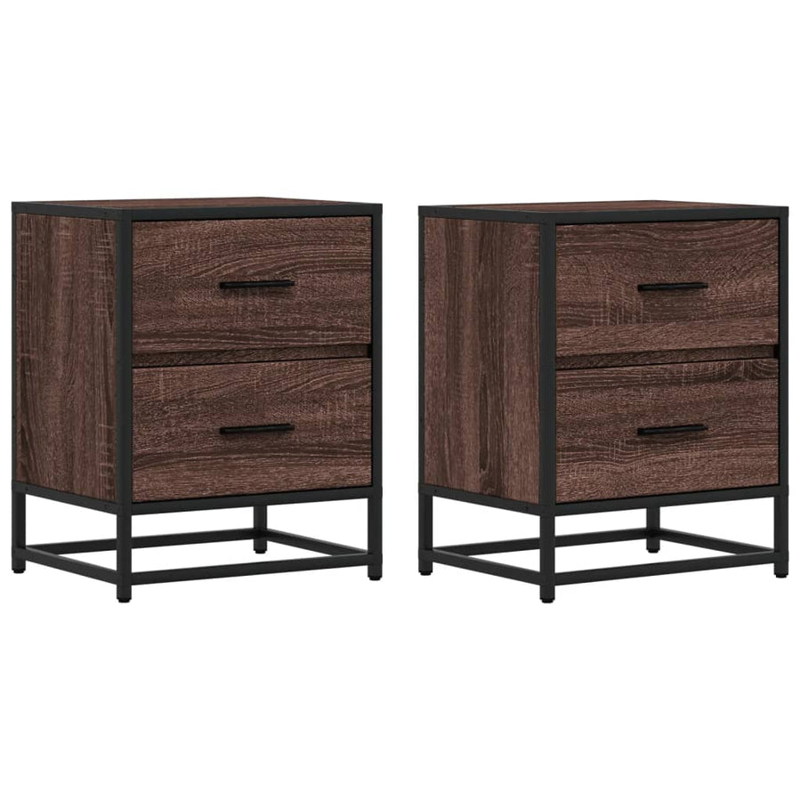 Nachtkastjes 2 st 40x31x50 cm bewerkt hout bruin eikenkleurig