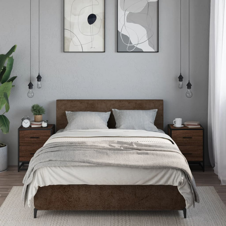 Nachtkastjes 2 st 40x31x50 cm bewerkt hout bruin eikenkleurig
