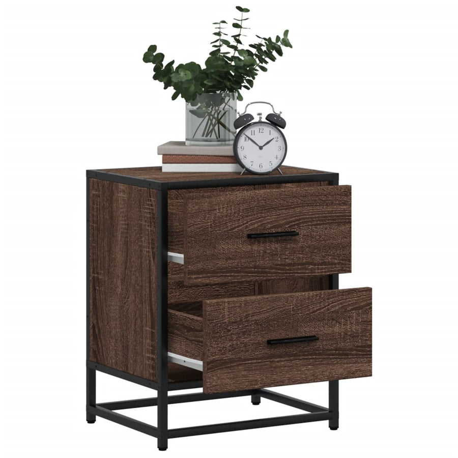 Nachtkastjes 2 st 40x31x50 cm bewerkt hout bruin eikenkleurig