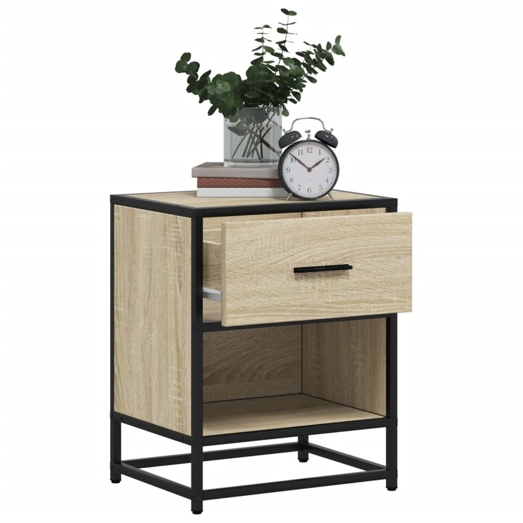 Nachtkastje 40x31x50 cm bewerkt hout sonoma eikenkleurig