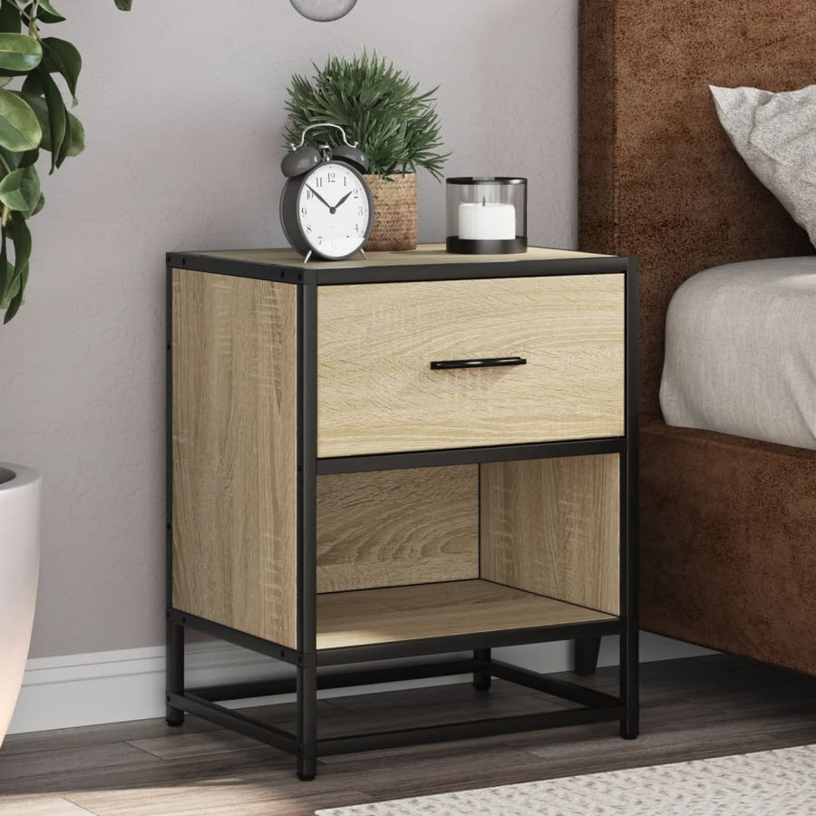 Nachtkastje 40x31x50 cm bewerkt hout sonoma eikenkleurig