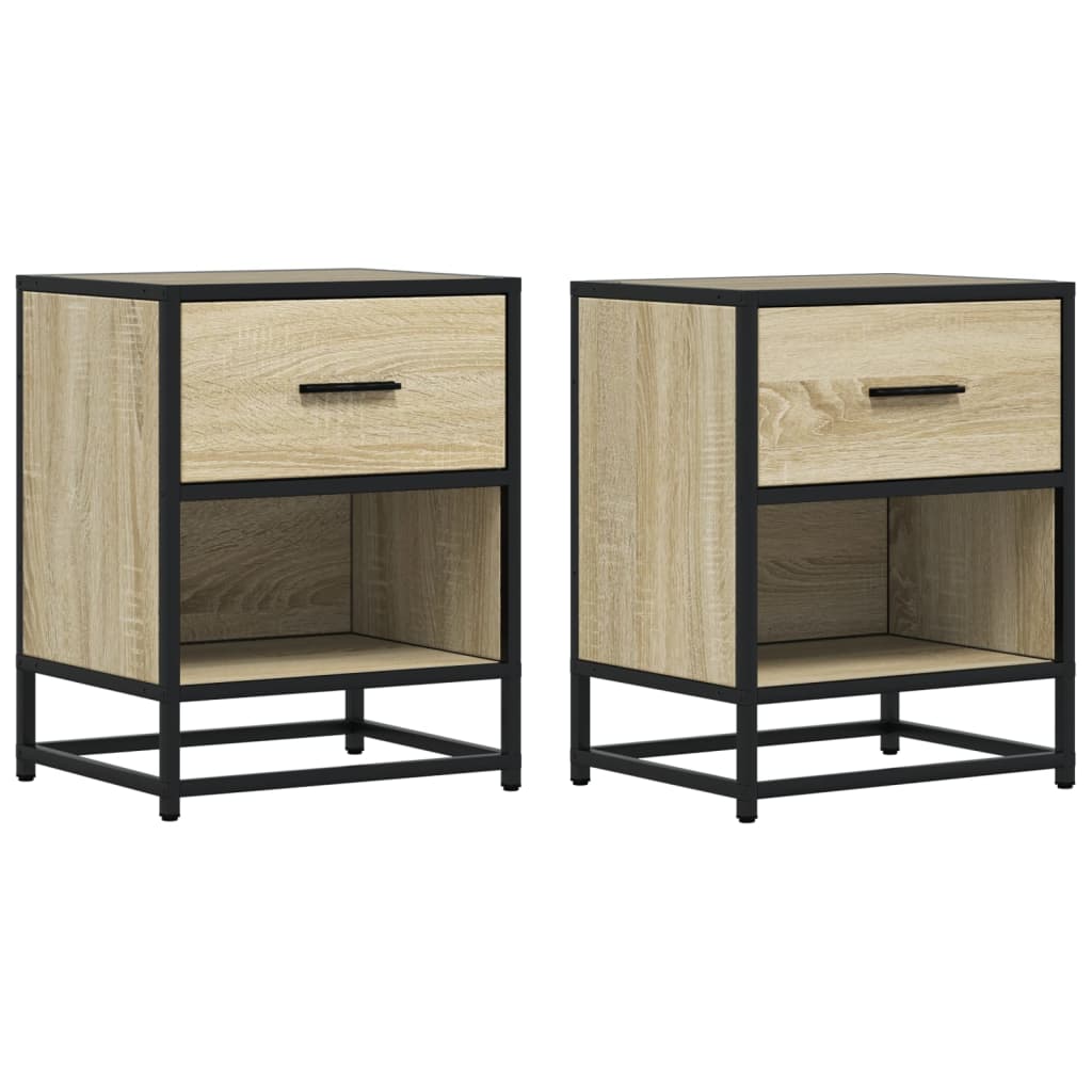 Nachtkastjes 2 st 40x31x50 cm bewerkt hout sonoma eikenkleurig