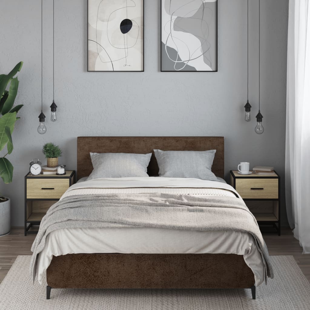 Nachtkastjes 2 st 40x31x50 cm bewerkt hout sonoma eikenkleurig