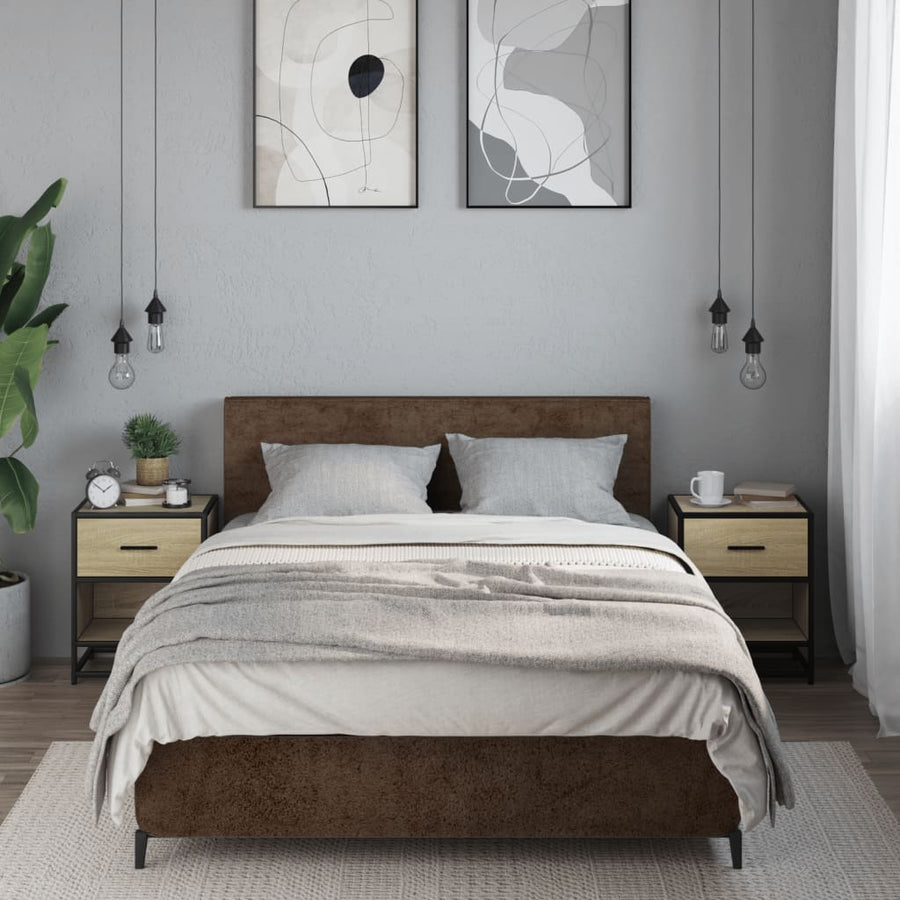 Nachtkastjes 2 st 40x31x50 cm bewerkt hout sonoma eikenkleurig
