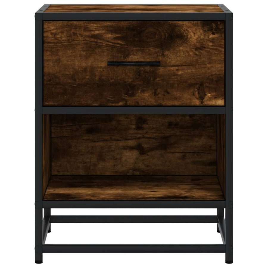 Nachtkastje 40x31x50 cm bewerkt hout gerookt eikenkleurig