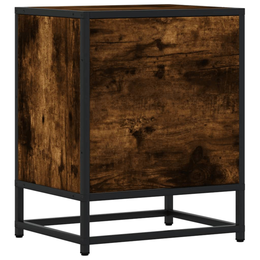 Nachtkastje 40x31x50 cm bewerkt hout gerookt eikenkleurig