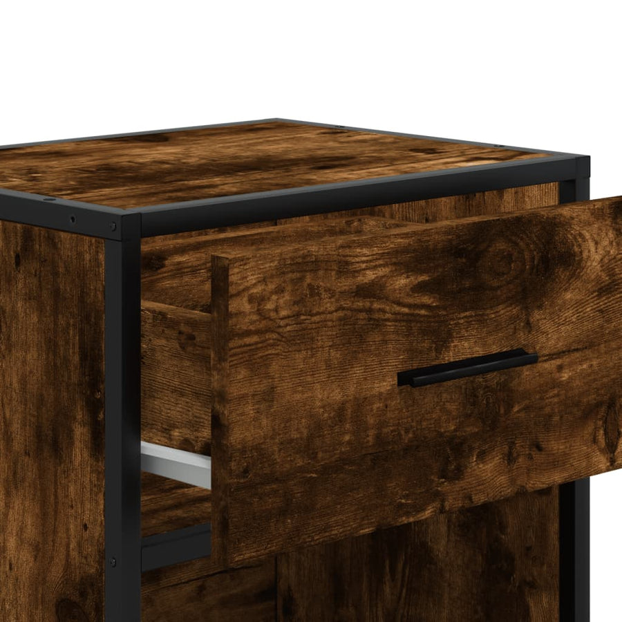 Nachtkastje 40x31x50 cm bewerkt hout gerookt eikenkleurig