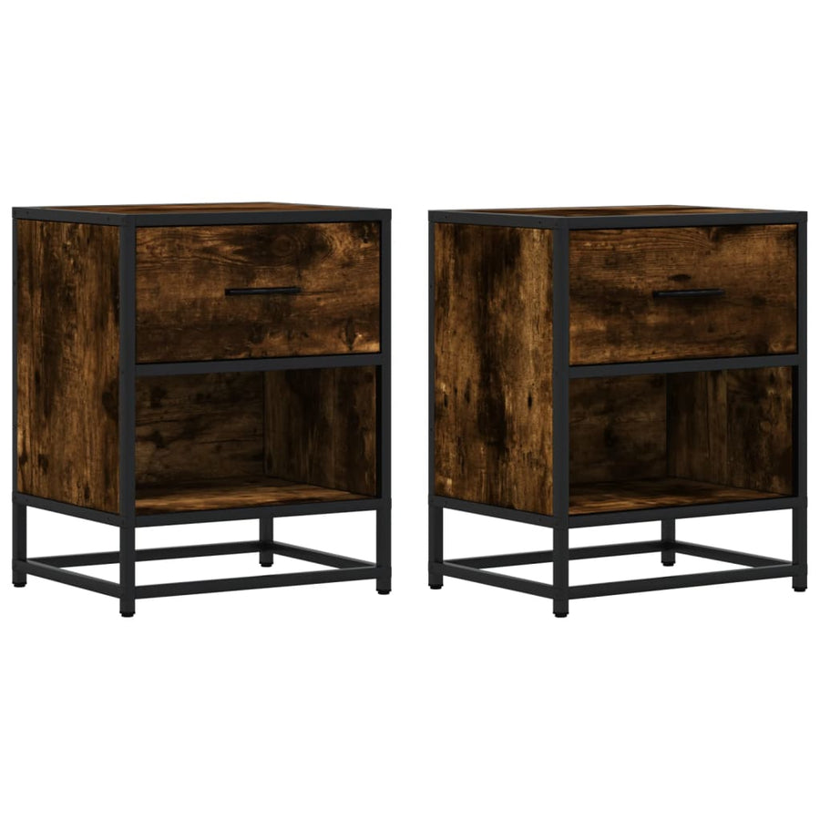 Nachtkastjes 2 st 40x31x50 cm bewerkt hout gerookt eikenkleurig