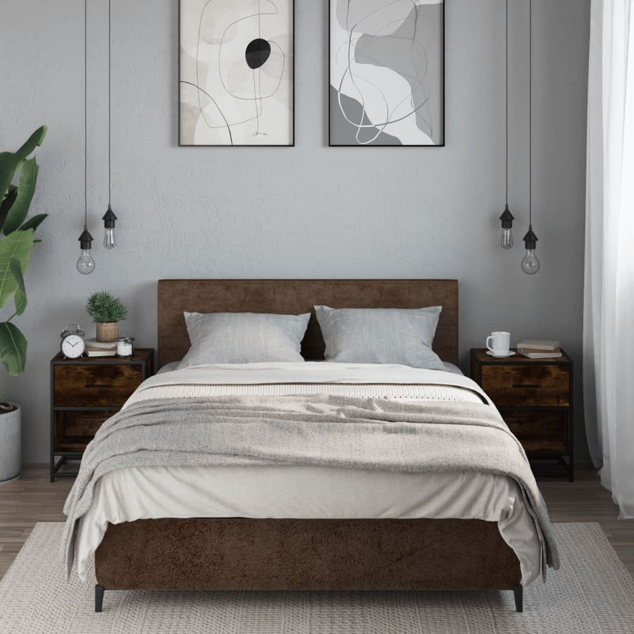 Nachtkastjes 2 st 40x31x50 cm bewerkt hout gerookt eikenkleurig
