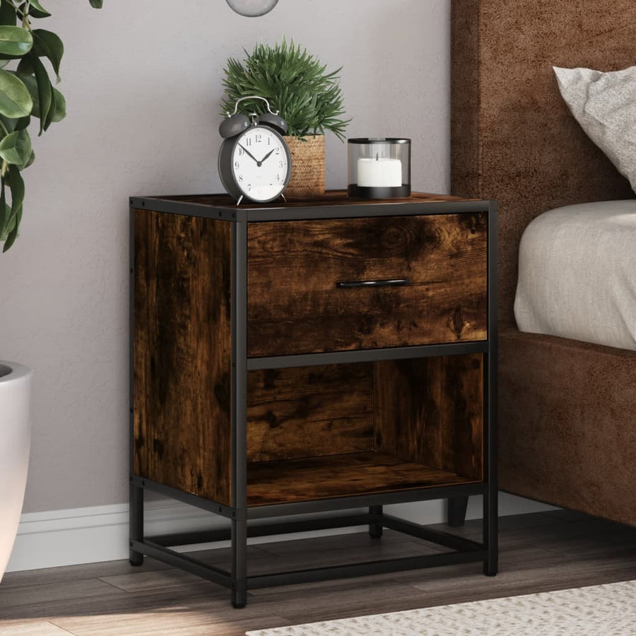 Nachtkastjes 2 st 40x31x50 cm bewerkt hout gerookt eikenkleurig