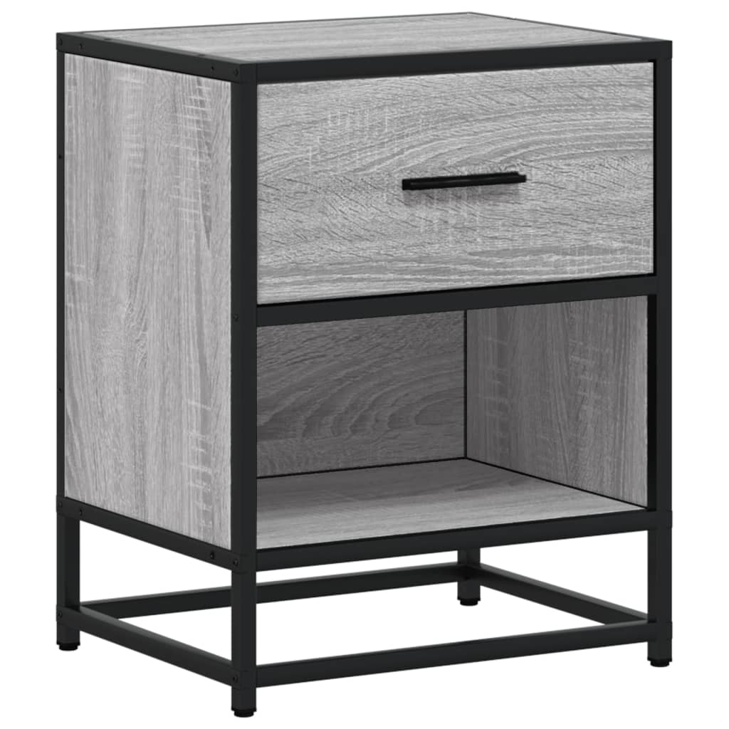 Nachtkastje 40x31x50 cm bewerkt hout grijs sonoma eikenkleurig
