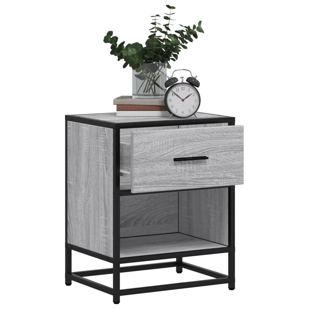 Nachtkastje 40x31x50 cm bewerkt hout grijs sonoma eikenkleurig