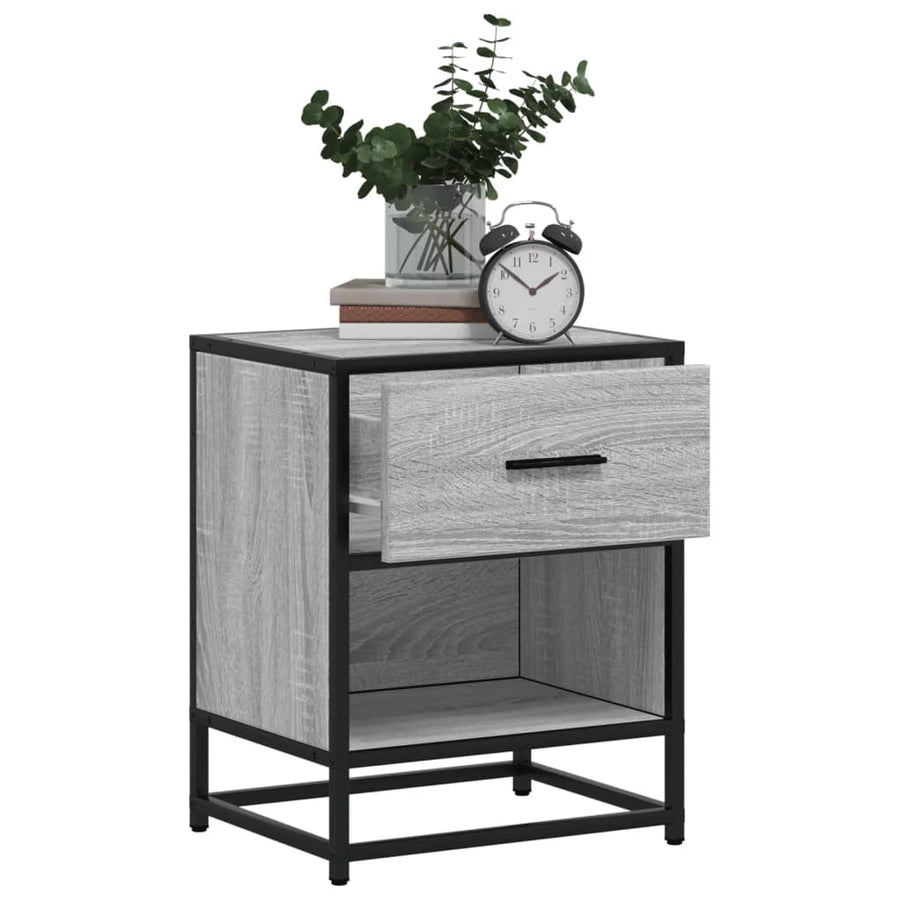 Nachtkastje 40x31x50 cm bewerkt hout grijs sonoma eikenkleurig