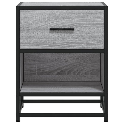 Nachtkastje 40x31x50 cm bewerkt hout grijs sonoma eikenkleurig