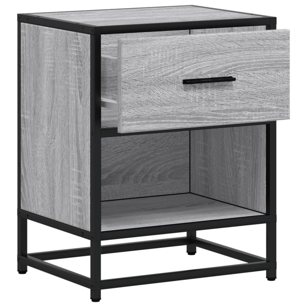 Nachtkastje 40x31x50 cm bewerkt hout grijs sonoma eikenkleurig