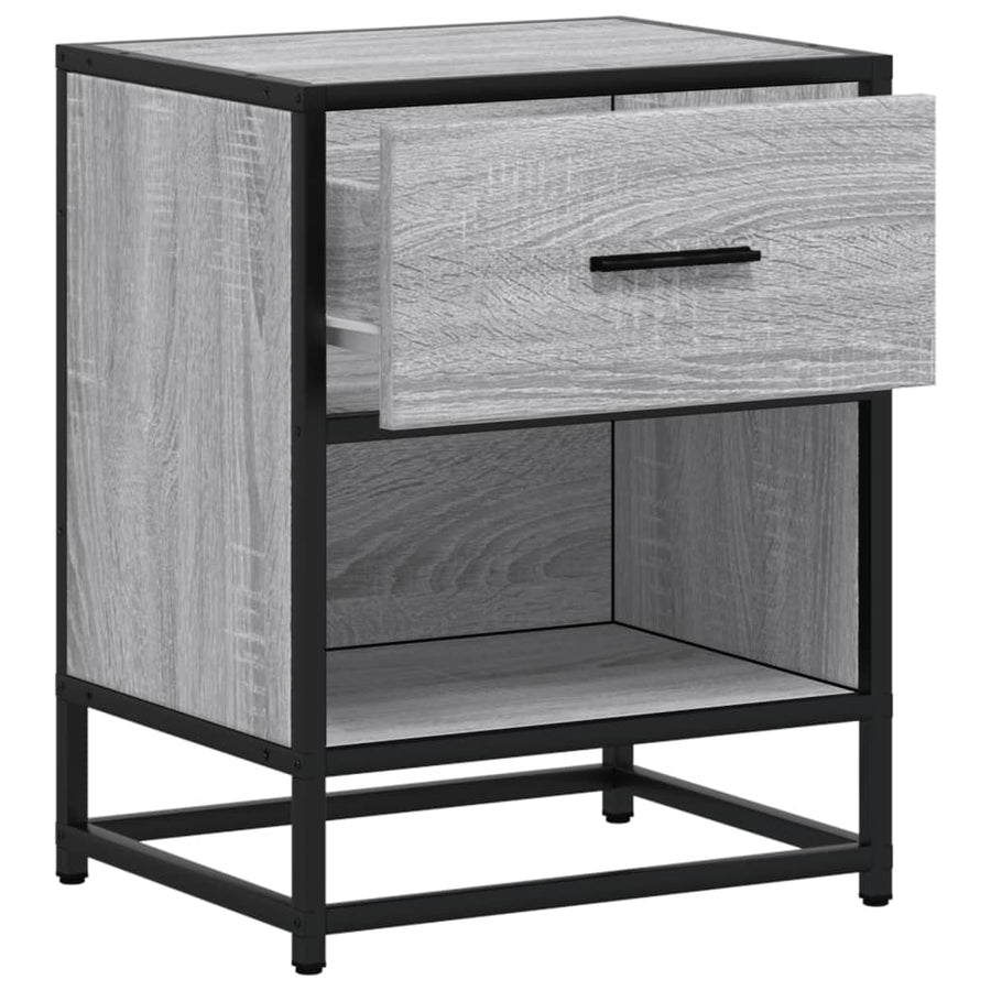 Nachtkastje 40x31x50 cm bewerkt hout grijs sonoma eikenkleurig