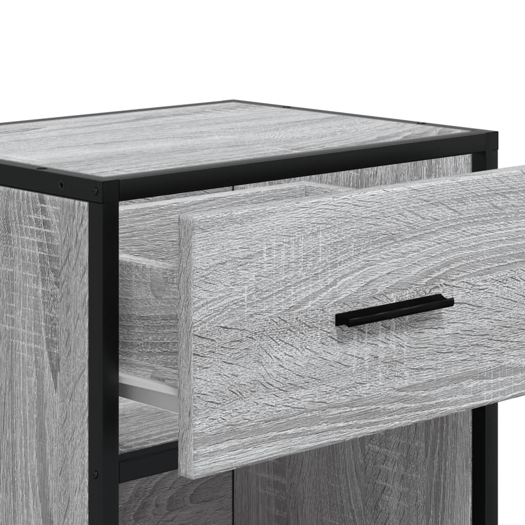 Nachtkastje 40x31x50 cm bewerkt hout grijs sonoma eikenkleurig