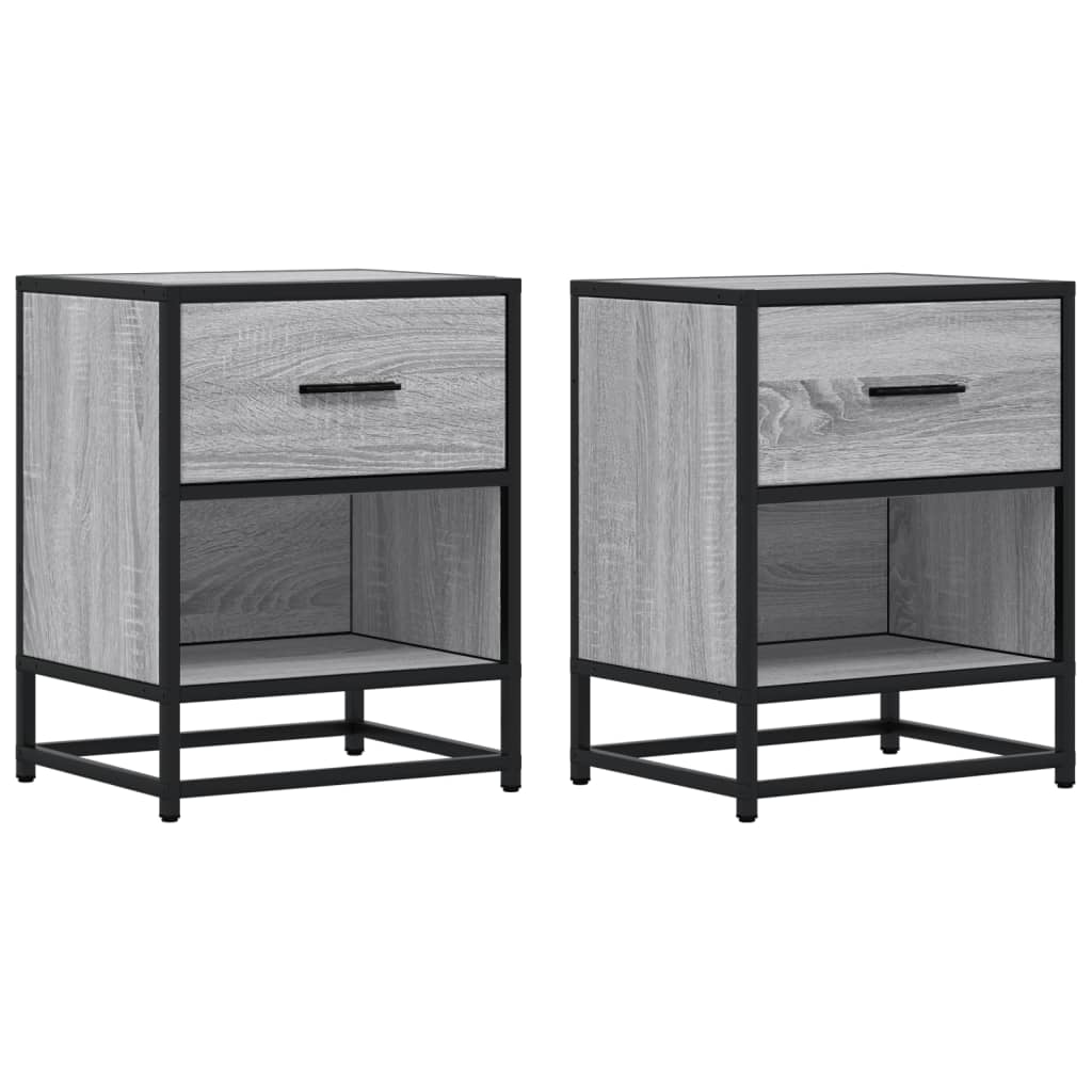 Nachtkastjes 2 st 40x31x50 cm bewerkt hout grijs sonoma eiken