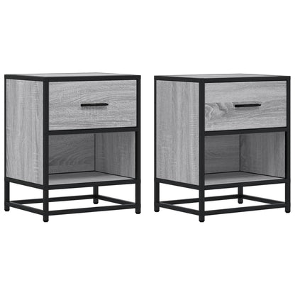 Nachtkastjes 2 st 40x31x50 cm bewerkt hout grijs sonoma eiken