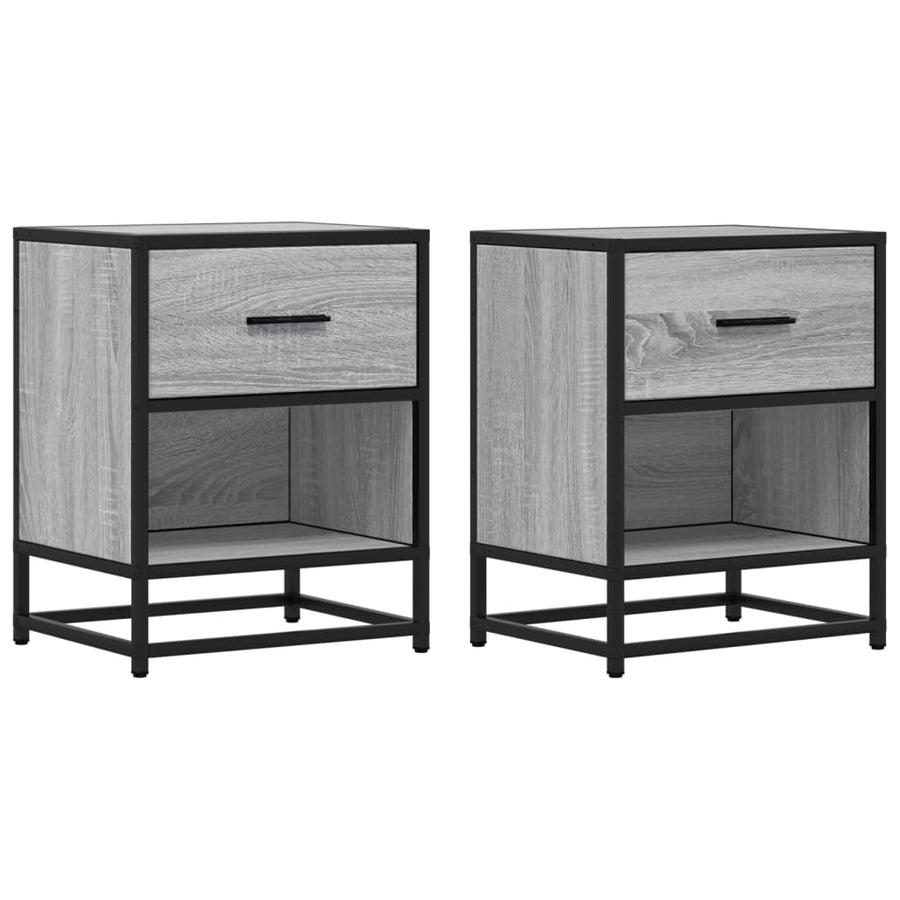 Nachtkastjes 2 st 40x31x50 cm bewerkt hout grijs sonoma eiken